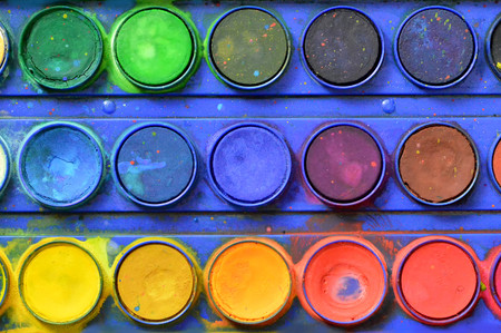 Used watercolor paintsの写真素材