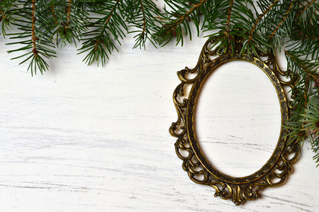 Christmas empty vintage frameの写真素材
