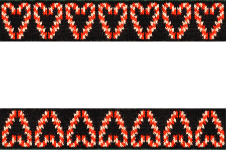 Christmas background with knitted bordersの写真素材