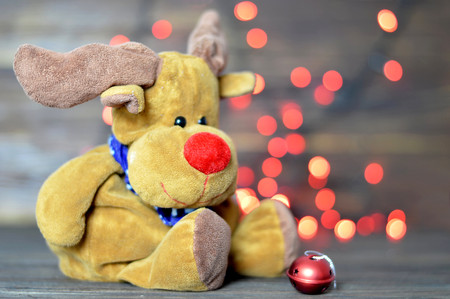 Christmas card with cute Christmas reindeerの写真素材