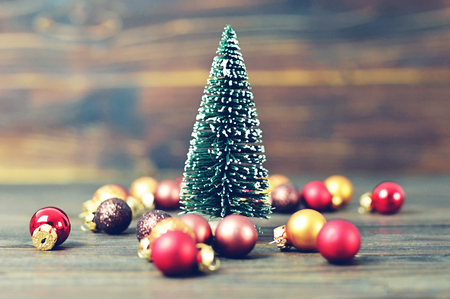 Christmas tree and Christmas ballsの写真素材