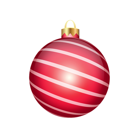 Red Christmas ball isolated on whiteの写真素材