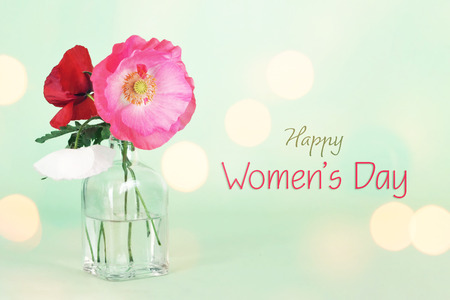 Women's Day card with poppy flowers in the vaseの写真素材