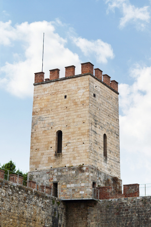 Medieval city wall and tower, Pisa, Italyの写真素材