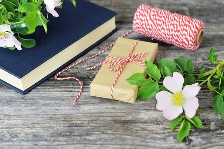 Mothers Day gift on wooden background の写真素材