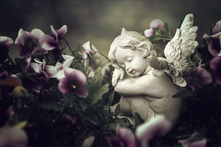 Guardian angel and spring flowers