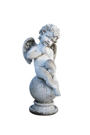 Angel figurine isolated on white backgroundの写真素材