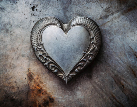 Silver heart on grunge backgroundの素材
