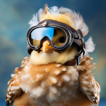 Cute chicken with aviators goggleの素材