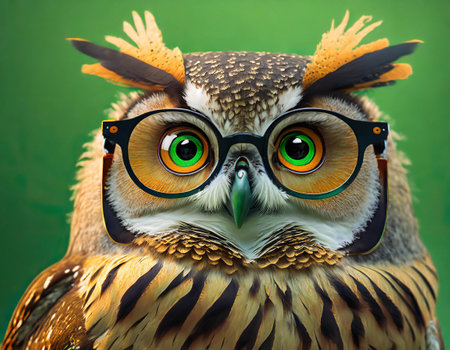 Portrait of owl wearing glassesの素材