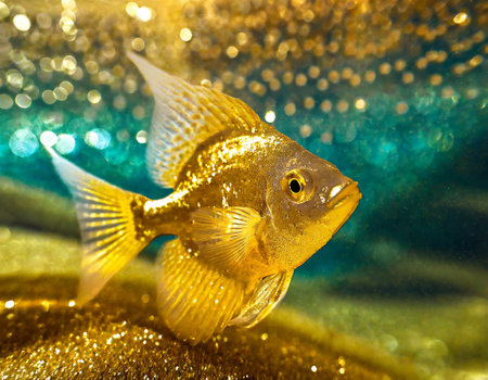 Goldfish floating in the waterの素材