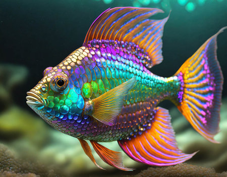 Fish in iridescent color, close upの素材