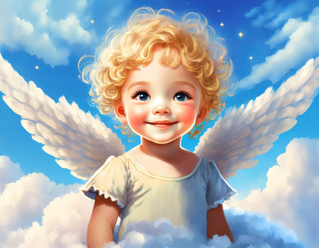 Happy angel portrait. Innocence and love concept.の素材