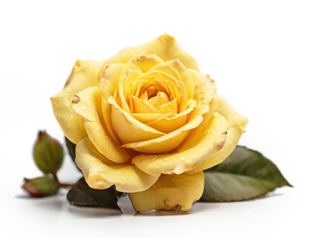 Yellow rose isolated on white backgroundの素材