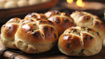 Â Hot cross buns, traditional British Easter foodの素材