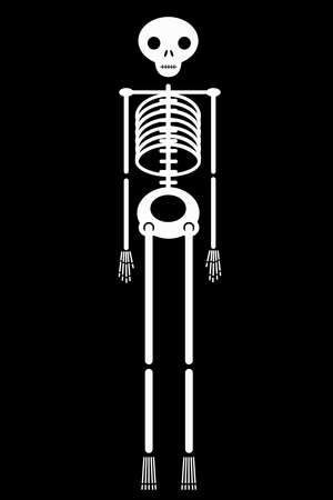Human skeleton icon isolated in black background.のイラスト素材