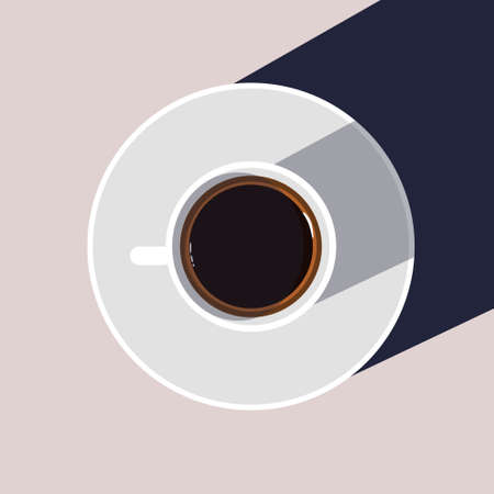 Cup of cofee in flat design with long shadow illustration.のイラスト素材