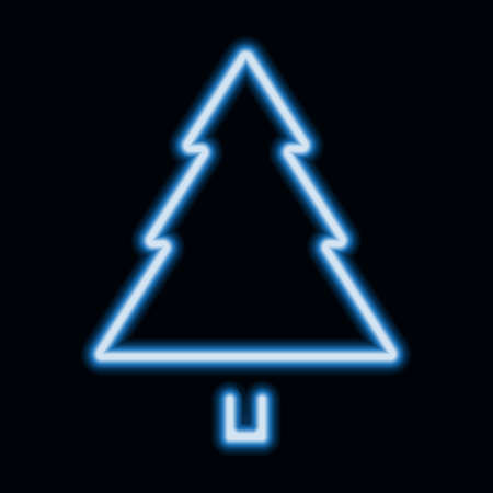 Christmas tree blue glowing neon icon vector illustrationのイラスト素材