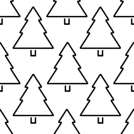 Christmas trees minimalistic outline seamless patternのイラスト素材