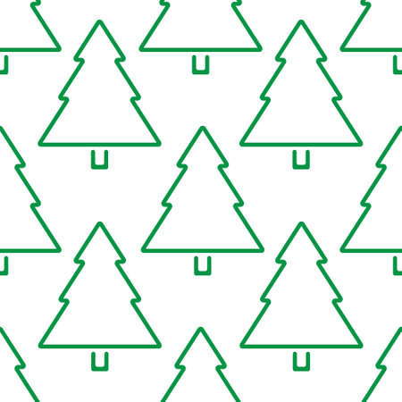 Christmas tree minimalistic outline seamless pattern illustration.のイラスト素材