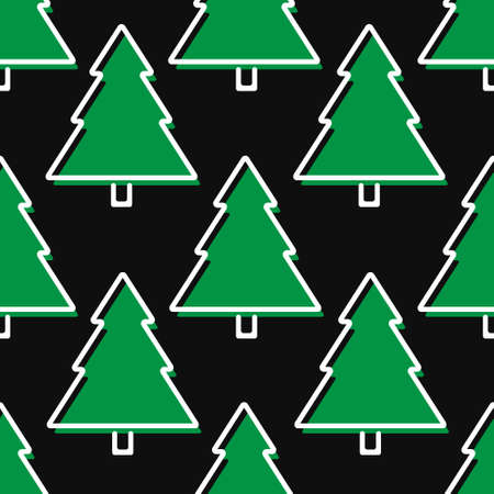 Christmas tree seamless pattern in gray and green. pine tree.のイラスト素材