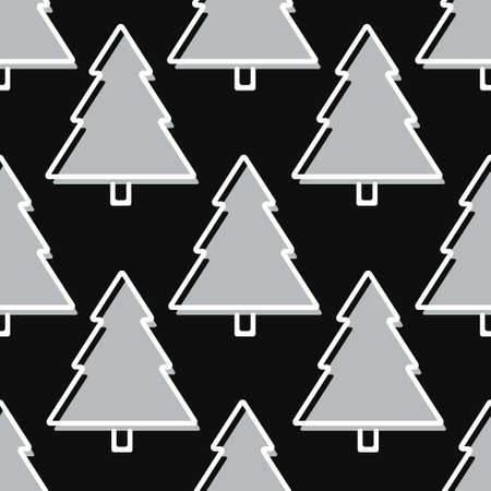 Christmas tree seamless pattern in trendy gray color.のイラスト素材