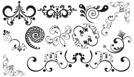 a set of floral designs on a white backgroundのイラスト素材