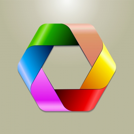 a six sided logo design in multiple coloursのイラスト素材