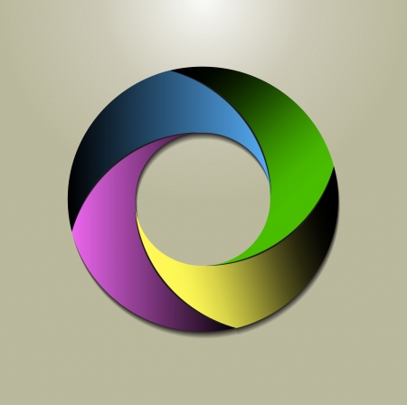 a circular logo design in four coloursのイラスト素材