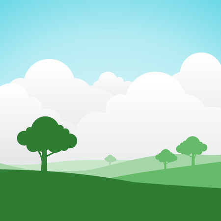 simple and colorful silhouette summer landscape background for graphic design and websiteのイラスト素材