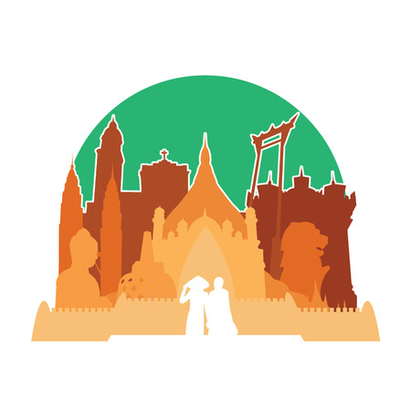 Logo of point of interest in Asia for graphic design and corporate identitiesのイラスト素材