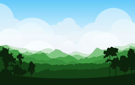 colorful silhouette summer landscape background for graphic design and websiteのイラスト素材