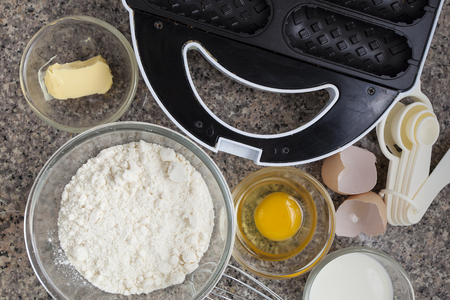 preparation waffles. All ingredients needed for waffles.の写真素材