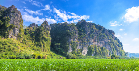 Beautiful scenery of mountain in Noen Maprang District, Thailandの写真素材