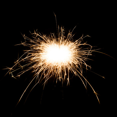 Firework Sparkler on black background, close-upの写真素材