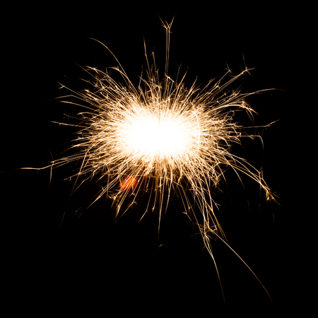 Firework Sparkler on black background, close-upの写真素材