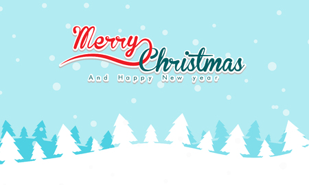 Merry Christmas Landscape with text and mountain in background. EPS10 vector file organized in layers for easy editing.のイラスト素材