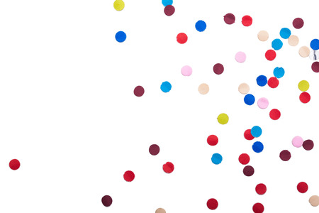 Colorful Confetti in front on isolated White Backgroundの写真素材