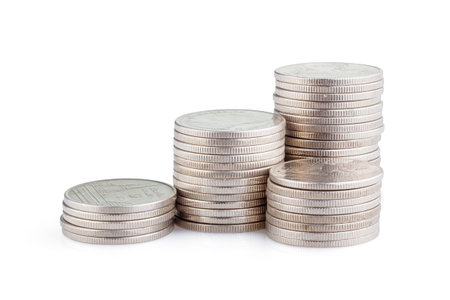 coin stack isolated on white