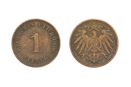 Old Coin dated 1900, One Pfennigの写真素材