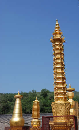 This is a tower in temple of buddhism.の写真素材