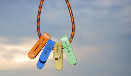 This is four clip on the line.の写真素材