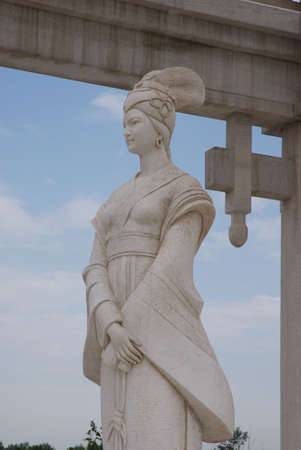 This is a portrait of sculpture stone in the north of Chinaの写真素材