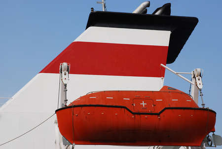 This is a life boat on the ship.の写真素材