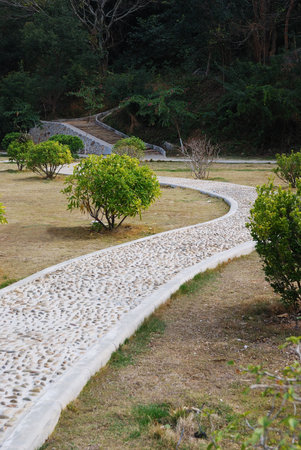 This is a bend alley in a city park.