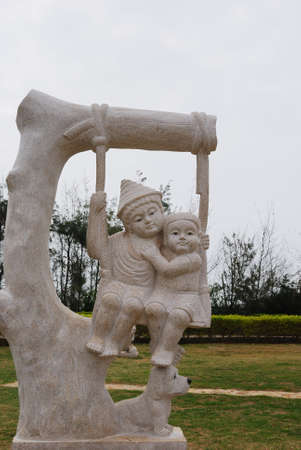 This is a statuary of stone in the park in Chinaの写真素材