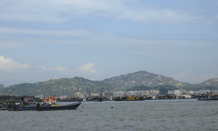 This is a city at side of sea in Chinaのeditorial素材