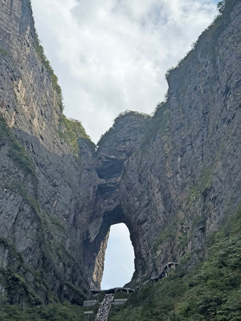 The landscape of Tianmen Mountain Scenic Area in Hunan Province, China, in the autumn of 2025.の写真素材