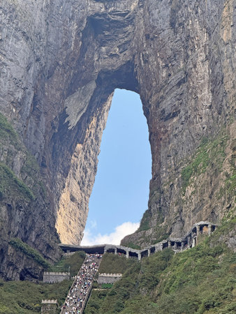 The landscape of Tianmen Mountain Scenic Area in Hunan Province, China, in the autumn of 2025.の写真素材