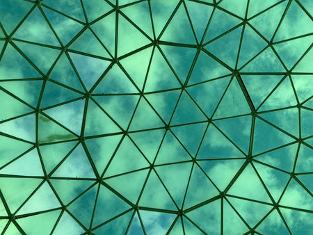 In the winter of 2025, the green dome of the viewing platform in the southern city square of China.の写真素材